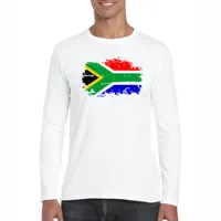 Roupas de marca 2017 Nova Chegada da Primavera de Manga Comprida T Shirt Homens Moda Causal T-shirt de Algodão Bandeira da África do Sul Teetop