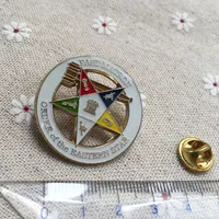 10pcs atacado personalizado Masonic esmalte Pin Badges Maçonaria lapela matrona passada Ordem do tom de ouro Eastern Star Broches