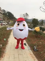 2018 hot sale customise white egg mascot chocolate mascot costumes with red hat