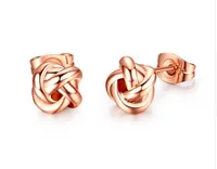 Rose Gold Color Clássico Design Amor Knot Post Bear Brincos Boucle d'Oreille JE0140A