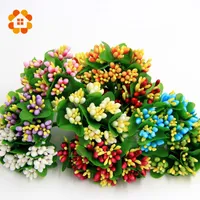 Wholesale- 10colors artificial foam stamen flower bouquet wire stem/ for Scrapbooking wedding box decoration 10pcs/lot