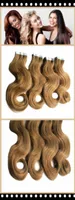 Grado 8A !!! Indian Remy Human Hair Body Wave Hair PU PUS Extensiones de cabello 16 '' - 26 '' 8 # Light Brown 2G / S 80 / Pack 40pcs DHL gratis
