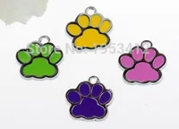 50pcs Vintage Enamel Cat Dog palm Paw Prints Charms Pendants Fit Bracelet Jewelry Making Findings Handcraft Accessories Gift Mixed color