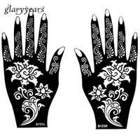 Pochier tatouage au henné à chaud en gros de 1 paire belle conception de motif de fleur pour femmes Hands Mehndi Airbrush Art Painting 20 * 11cm S125