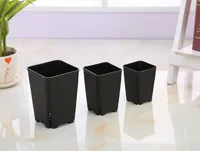 etli bitkiler siyah beyaz kreş pot, bitki tohumlama için Toptan Japon Tasarım 3 boyut seçeneği yan kaçağı kare plastik saksı