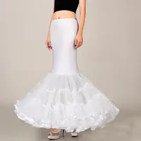 Partihandel mjuk sjöjungfrun crinolin petticoat fri storlek vit brudslip skalbar ruffle bröllop tillbehör i lager
