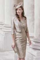 2017 Juan Carlos lentejuelas madre de la novia vestidos con medias mangas vestido de novia de visitantes longitud de la rodilla de la envoltura vestidos de noche formal