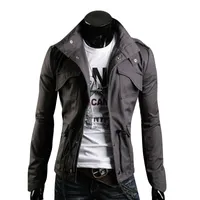 Design Spring Men Jacket Stand Collar Personality Basic Jackets Mens Casual Slim Type Coat Hombre Invierno Pockets Outwears Clothing