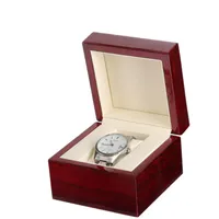 Venta al por menor / al por mayor Square Wood Clamshell Box Jewelry Watch laca brillante caja de reloj de madera personalizada Logo Promotion Event caja 11x11x8cm