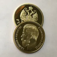 100 sztuk Niemagnetyczne Zupełnie Nowy 1901 Nicholas II Rosji Monety upamiętniający 24K Prawdziwe Pozłacane 40 mm Dekoracja Souvenir Metal Moneta