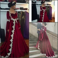 Long Sleeve Arabic Dubai Vestido De Feista 2017 Long Robe De Soiree A Line Evening Dresses Burgundy Prom Party Gowns with Appliques