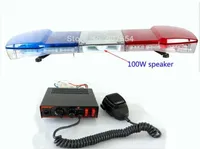 120cm 56W LED-bilvarning LightBar, Polis Ambulans Brand Nödlampor, Nödljus + 100W Högtalare + 100W Sirenförstärkare, Vattentät