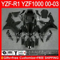 8gift 23Color-Körper für Yamaha YZF R1 YZF 1000 YZFR1 02 03 00 01 Gloss Schwarz 62HM23 YZF1000 R 1 YZF-R1000 YZF-R1 2002 2003 2000 2001 Verkleidung
