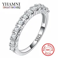 YhamniファッションソリッドシルバーリングセットPure 925スターリングシルバーリングジュエリーR144のためのCzダイヤモンドの結婚指輪