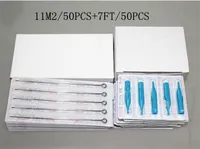 11M2 + 7FT 50PCS Tätowierungs-Nadeln mit Gefäßen mischten sterile Tätowierungs-Nadeln und wegwerfbare Tätowierungs-Spitzen für freies Verschiffen