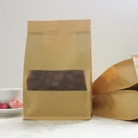 2018 Gift Bags 50pcs/lot 6sizes Kraft Paper Packaging Bag Frosted Window Stand Up Side Gusset Zipper Packing Bags Zip Lock Retailer Package