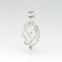 Locket in argento contorto in argento 925, perla in argento sterling / in cristallo / gemme per perline per perbanzonatura a sospensione per il pendente per gioielli di moda fai da te