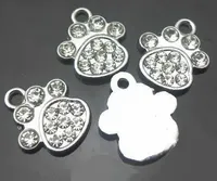 wholesale 100pcs/lot rhinestones paw hang pendant charms DIY accessories fit for phone strips key chains