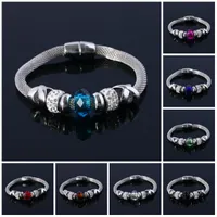 Pulsera de cristal Charm de plata Brazalete Heart Blue Glass Amistad Pulsera Charm Bracelets Jewelery Bead Pulsera