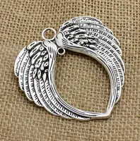 30Pcs/lot Vintage Silver Angel Wings Charms Metal Big Pendant For Jewelry Making 65*69mm