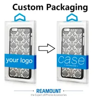 DIY Custom Company Markenname leere transparente PVC-Verpackung Box für iPhone 7 7 plus Handy-Fall-Abdeckung mit Coloful Kleiderbügel