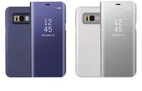 Spiegel Wallte Offiziellen Fall für Iphone 12 11 XR XS MAX X 8 7 Galaxy Note 20 Ultra-S20 S10-Schlag-Leder-Überzug Smart-Fenster Metallic Verchromte