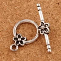 Bracelet à fleurs de prune Toggle Fermoir 100sets / Lot Antique Argent Fit Bracelets L847 Recherches de bijoux Composants LZSilver