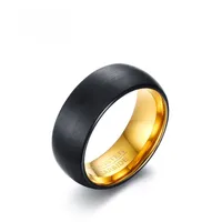 Groothandel mode zwarte wolfraam ringen voor mannen euro-ons populaire 8mm brede bruiloft sieraden wolfraam carbide gegraveerde heren ringen