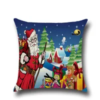 Merry Christmas Pillow Cases Hot Selling Geschenken Boom Santa Claus Snowman Linnen Prited Throw Cushion Covers Home Decor
