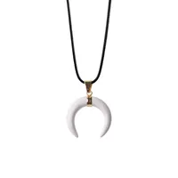 2017 natursten horn halsband hängsmycke unika mode halvmåne månen pendlar pave zircon rhinestone kristall pärlor hitta smycken