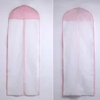 Wholesale No Signage安いホワイトピンクの結婚式のイブニングドレスダストコート旅行衣服収納バッグブライダルアクセサリー在庫2ピース