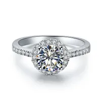 Стерлинговые серебряные обручальные кольца женские 0.5CT круглые NSCD симулированное бриллиантовое кольцо для женщин вовлечение ювелирных изделий 18K белое золото с коробкой