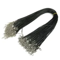 Schwarzes Wachskordel Seil 1,5mm Draht für DIY Anhänger Halskette Geschenk Mit Hummer Verschluss Link Kette Charms Schmuck 100pcs / lot großhandel