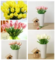 20 stks Artifieuze Real Touch PU Tulpen Bloem Enkele Stamboeket Fake Flowers Wedding Room Home Decor