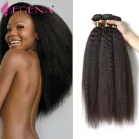 Cheveux vierges brésiliens de luxe Kinky Straight Hair 3 Bundles 8A Bundles Yaki grossier 8 "-30" Bundles de tissage brésilien Italien Yaki Straight