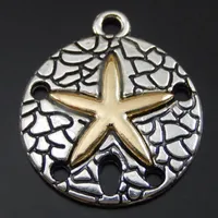 Wholesale-15pcs/pack Antique Silver Alloy Round Starfish Necklace Charms Pendant Jewelry Making Handmade Crafts Women Gift 22*19*2mm 50080