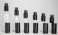 Partihandel Lot Clear Glass Spray Bottles 10ml 15ml 20ml 30ml 50ml Portable Refillerbara flaskor med parfymförstärkare Svart lockfri DHL