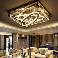 BE50 Simple Modern Creative Rectangular Ceiling Light Oval LED Crystal Lamps Living Room Restaurant Bedroom Hotel Ceiling Lights Lighting
