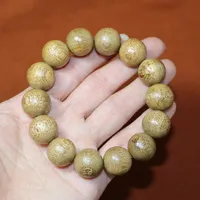 16mm authentic natural Chinese HaiNan Agarwood beads bracelet for women and men yellow oil china oud wood bangle