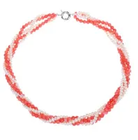 18 "rosa korall vit odlade sötvattenspärl pärlor twisted halsband