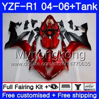 Body+Tank For YAMAHA YZF R 1 YZF-1000 YZF 1000 YZFR1 04 05 06 232HM.5 YZF1000 YZF-R1 04 06 Dark red black top YZF R1 2004 2005 2006 Fairing