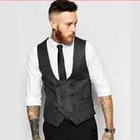 Negro gris novio chalecos traje para hombre para la boda 2018 nuevo slim fit groomsmen chaleco hombres de negocios chaleco ropa formal