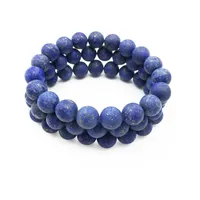 10mm matt lapis lazuli armband, ädelsten armband, lapis runda pärlor, elastiskt armband, pärlstav armband, lycka till armband