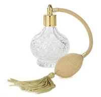 Lege 80 ml Clear Crystal Vintage Parfum Fles Goud Lange Spray Kwastels Parfume Atomizer Pump Hervulbare Glasflessen China