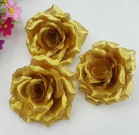 Rosas de oro Artificial Silk Flower Heads 10cm Venta al por mayor lotes para besar flores de la bola Pomander Wedding Arrangement