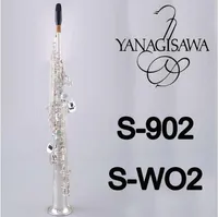 YANAGISAWA S-WO2 S-902 Soprano B (B) Tube Droit Saxophone Marque Qualité Laiton Plaqué Argent Instruments avec Embouchure
