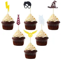 6 stks / set Mr. Potter Cake Topper Hogwarts Magic Cupcake Topper Fruit Picks voor Baby Shower Kids Birthday Party Cake Decorations