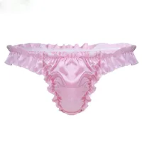 Women&#039;s Underwear Shiny Ruffled Frilly Panties G String.Cute Ladies Satin Thong Lolita Stringy Selvedge Bikini Briefs.Underpants