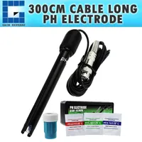 E-1325M 0-14 pH Electrode Probe BNC Connector, 300cm Cable for PH Meter Monitor Controller Test Sensor, Replacement Kit for Aquarium
