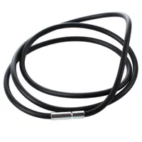 3mm Black Gummis Cord Halskette mit Edelstahlverschluss Frauen Männer Choker Zubehör Collier - 25.5inch